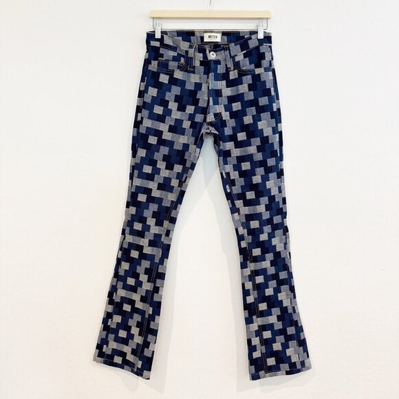MintCrew Denim Men's Patchwork Flare Leg Jeans Streetwear Casual Multicolor Blue - Picture 1 of 8